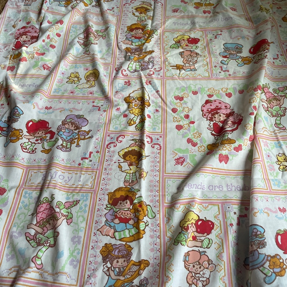 Vintage Cartoon Strawberry Shortcake Fabric